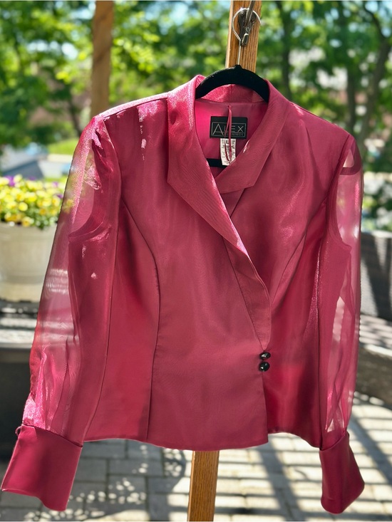 Alex Evenings Jackets & Blazers - Alex Evenings Shimmer Organza Jacket or Top Raspberry Pink Evening Mother Bride